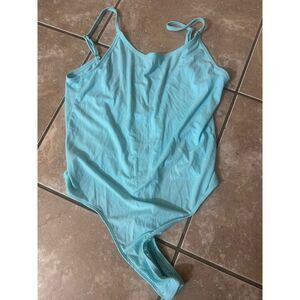 Honeydew L Ribbed Lightweight Thong Bodysuit Seafoam